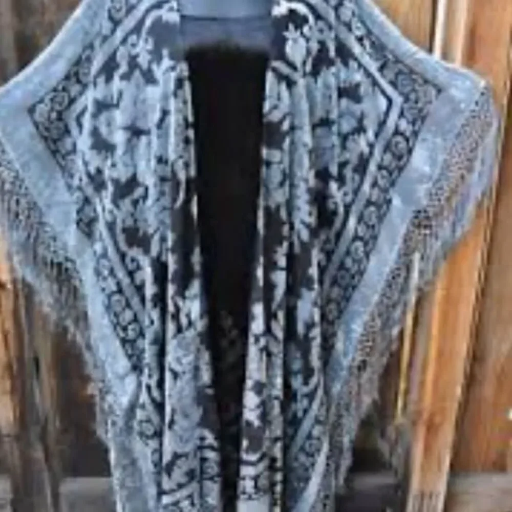 Maya Matazaro Rare Silk and Burnout Velvet Piano Shawl